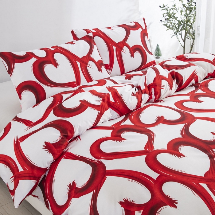 91家纺网 家纺一手货源 找家纺 子不语家纺 2025新款跨境外贸化纤大版印花三件套亚马逊Temu速卖通Shein沃尔玛专供 爱心