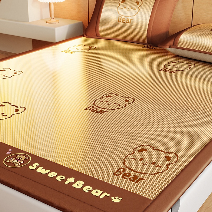 91家纺网 家纺一手货源 找家纺 阿牛席业 2025新款牛皮凉席系列 倩玉佳人-彩绘款