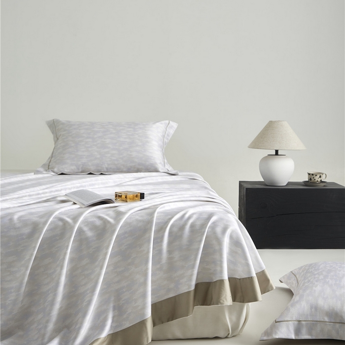 91家纺网 家纺一手货源 找家纺 沐白家居2025新款竹纤维+天丝软凉席三件套 彩云间