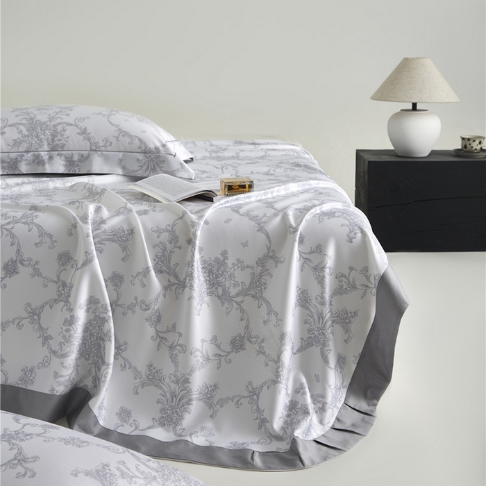 91家纺网 家纺一手货源 找家纺 沐白家居2025新款竹纤维+天丝软凉席三件套 芳华--灰