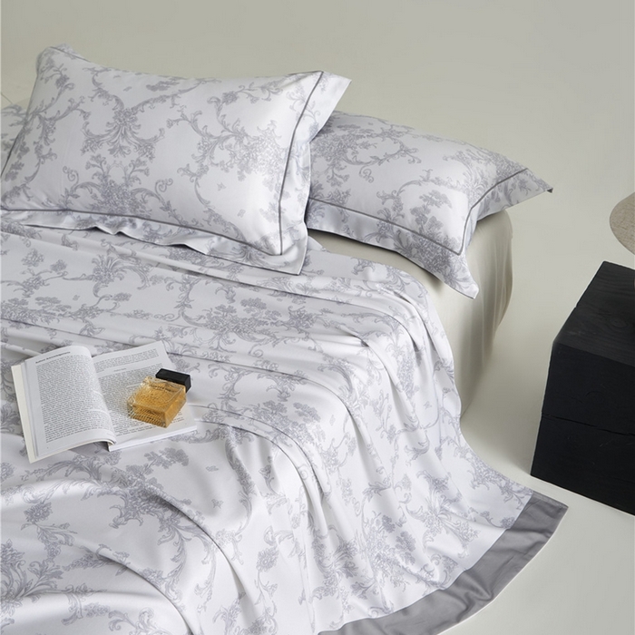 91家纺网 家纺一手货源 找家纺 沐白家居2025新款竹纤维+天丝软凉席三件套 芳华--灰