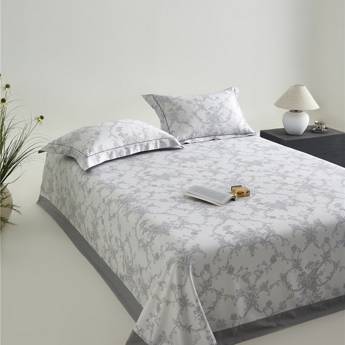 91家纺网 家纺一手货源 找家纺 沐白家居2025新款竹纤维+天丝软凉席三件套 芳华--灰