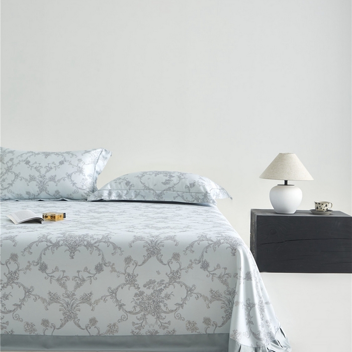 91家纺网 家纺一手货源 找家纺 沐白家居2025新款竹纤维+天丝软凉席三件套 芳华--蓝