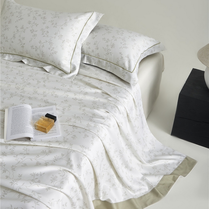 91家纺网 家纺一手货源 找家纺 沐白家居2025新款竹纤维+天丝软凉席三件套 花间梦语