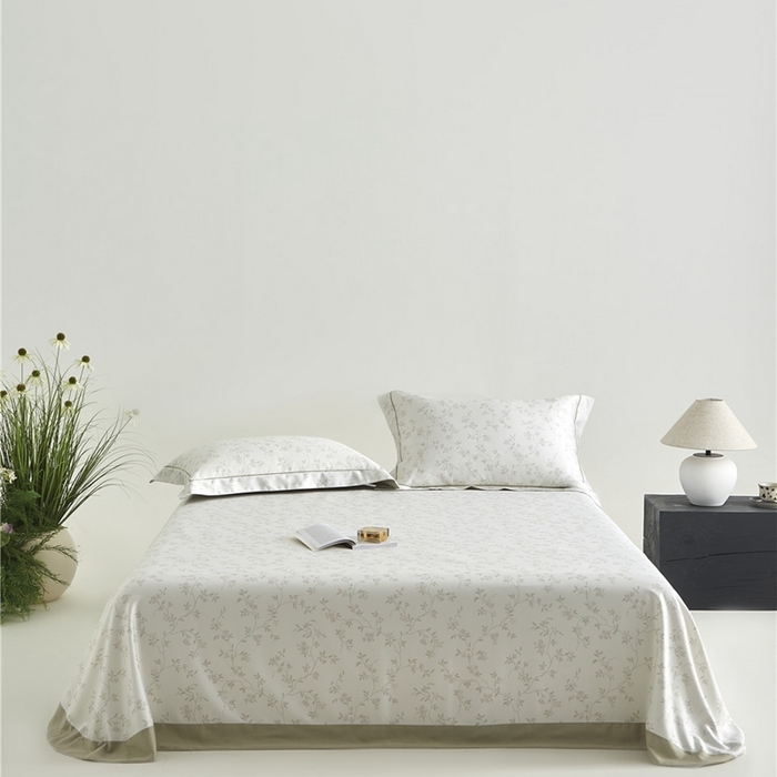 91家纺网 家纺一手货源 找家纺 沐白家居2025新款竹纤维+天丝软凉席三件套 花间梦语