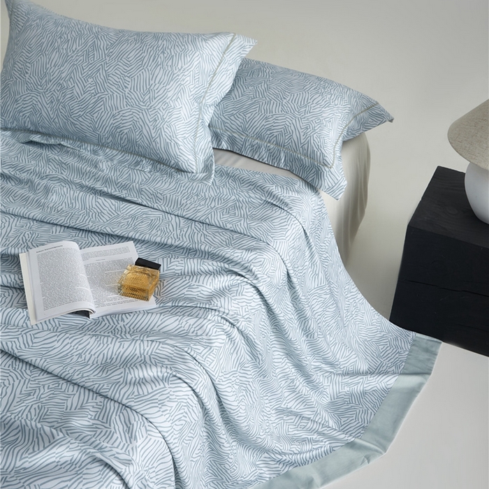 91家纺网 家纺一手货源 找家纺 沐白家居2025新款竹纤维+天丝软凉席三件套 蓝梦星河