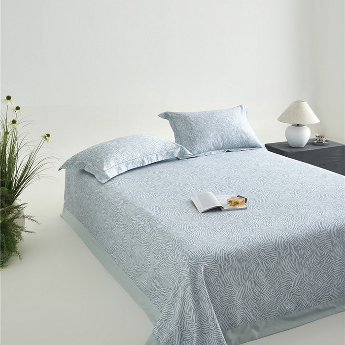 91家纺网 家纺一手货源 找家纺 沐白家居2025新款竹纤维+天丝软凉席三件套 蓝梦星河