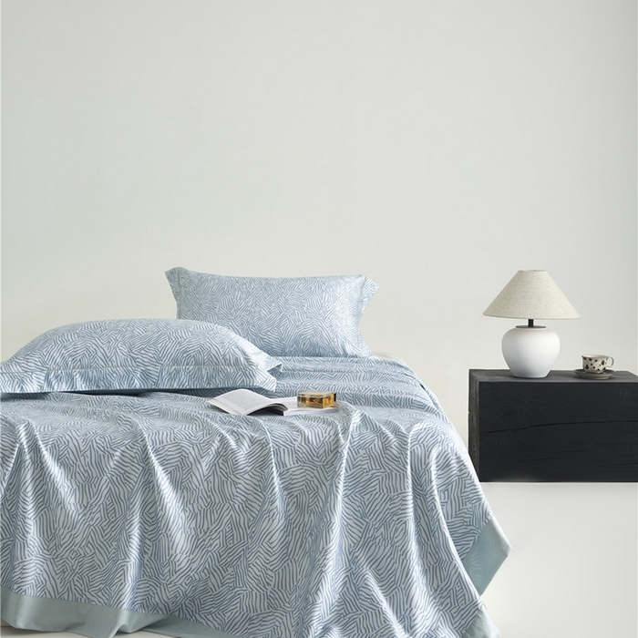 91家纺网 家纺一手货源 找家纺 沐白家居2025新款竹纤维+天丝软凉席三件套 蓝梦星河