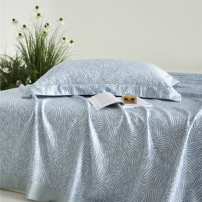 91家纺网 家纺一手货源 找家纺 沐白家居2025新款竹纤维+天丝软凉席三件套 蓝梦星河