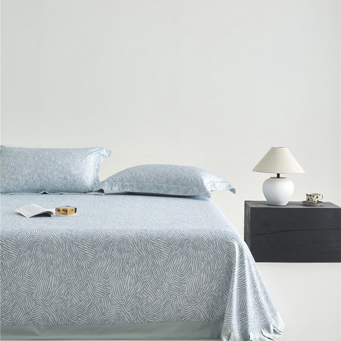 91家纺网 家纺一手货源 找家纺 沐白家居2025新款竹纤维+天丝软凉席三件套 蓝梦星河