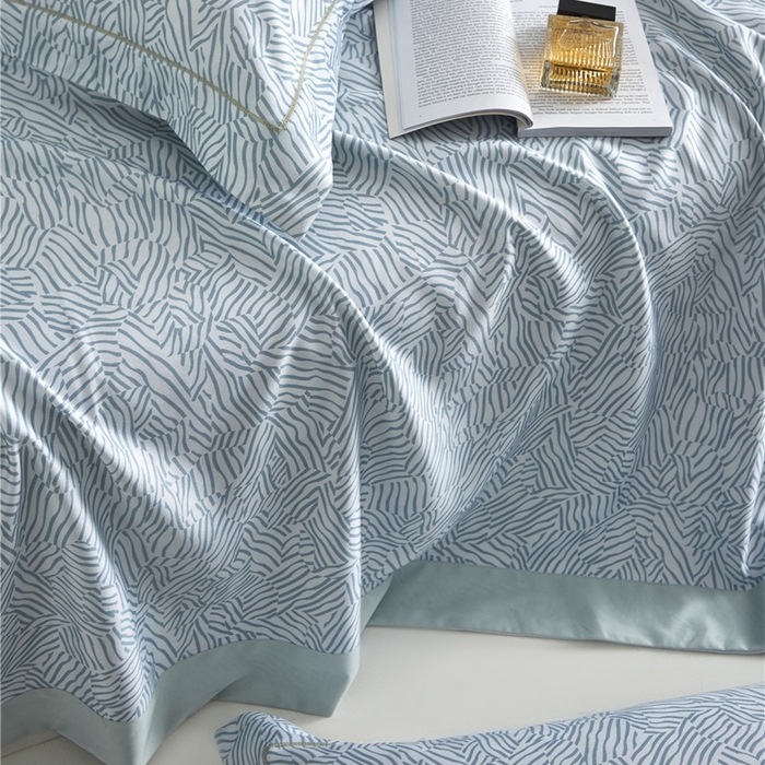 91家纺网 家纺一手货源 找家纺 沐白家居2025新款竹纤维+天丝软凉席三件套 蓝梦星河