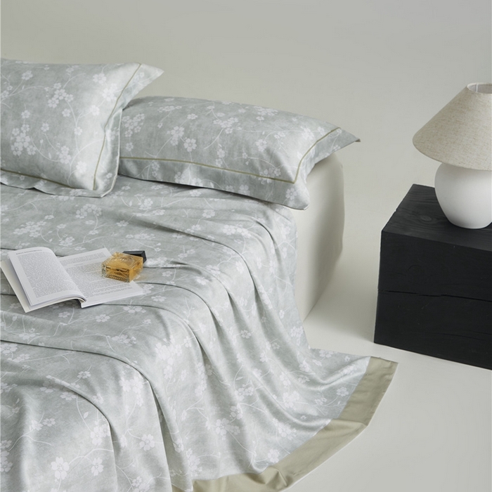 91家纺网 家纺一手货源 找家纺 沐白家居2025新款竹纤维+天丝软凉席三件套 清风