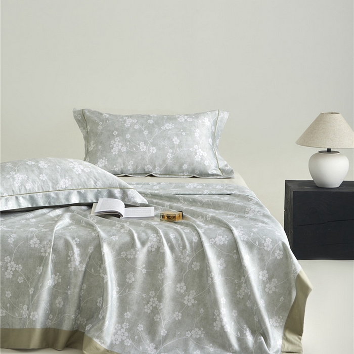 91家纺网 家纺一手货源 找家纺 沐白家居2025新款竹纤维+天丝软凉席三件套 清风