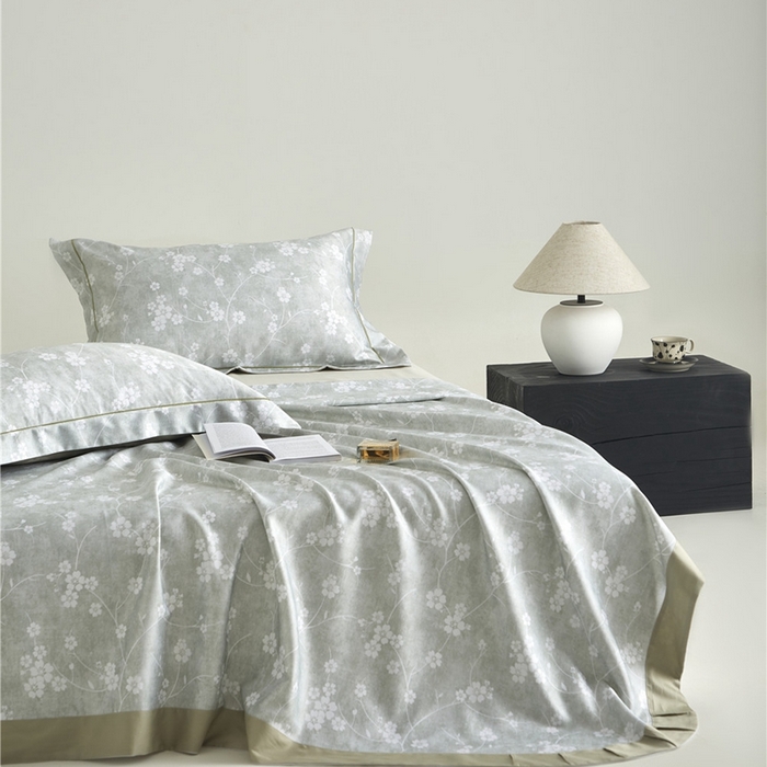 91家纺网 家纺一手货源 找家纺 沐白家居2025新款竹纤维+天丝软凉席三件套 清风