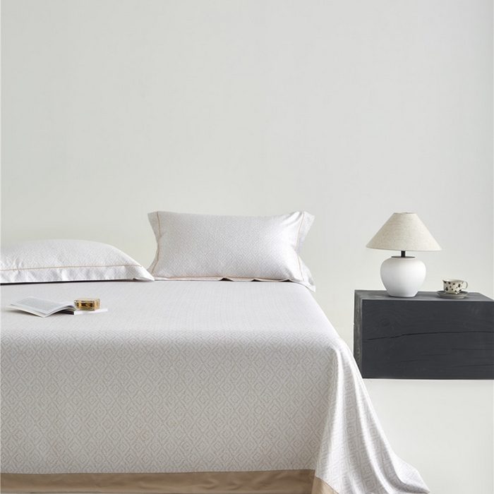 91家纺网 家纺一手货源 找家纺 沐白家居2025新款竹纤维+天丝软凉席三件套 雅致