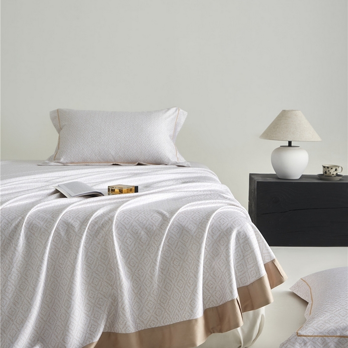 91家纺网 家纺一手货源 找家纺 沐白家居2025新款竹纤维+天丝软凉席三件套 雅致