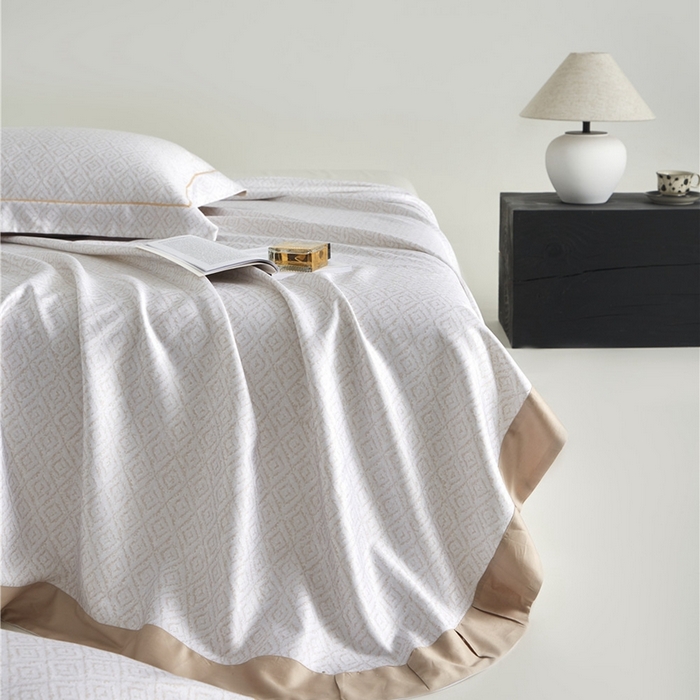 91家纺网 家纺一手货源 找家纺 沐白家居2025新款竹纤维+天丝软凉席三件套 雅致