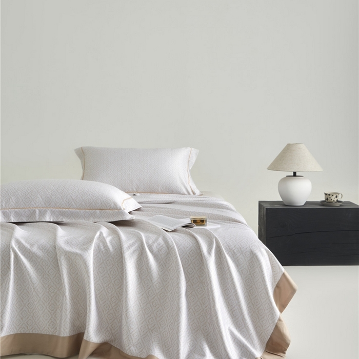 91家纺网 家纺一手货源 找家纺 沐白家居2025新款竹纤维+天丝软凉席三件套 雅致