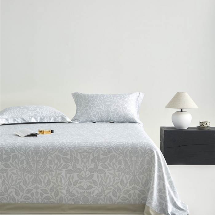 91家纺网 家纺一手货源 找家纺 沐白家居2025新款竹纤维+天丝软凉席三件套 幽香--浅灰