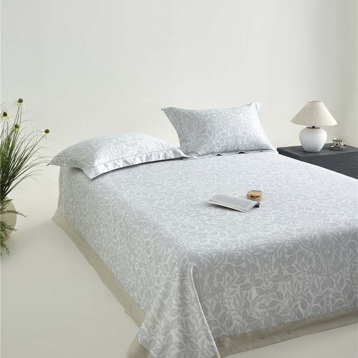 91家纺网 家纺一手货源 找家纺 沐白家居2025新款竹纤维+天丝软凉席三件套 幽香--浅灰