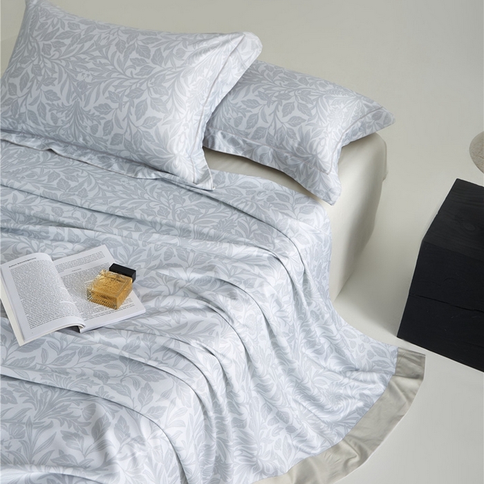 91家纺网 家纺一手货源 找家纺 沐白家居2025新款竹纤维+天丝软凉席三件套 幽香--浅灰