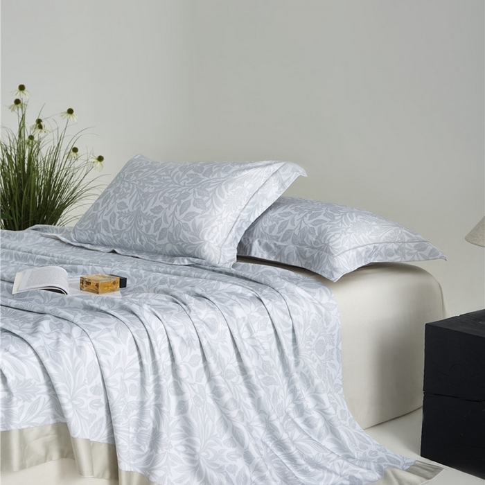 91家纺网 家纺一手货源 找家纺 沐白家居2025新款竹纤维+天丝软凉席三件套 幽香--浅灰