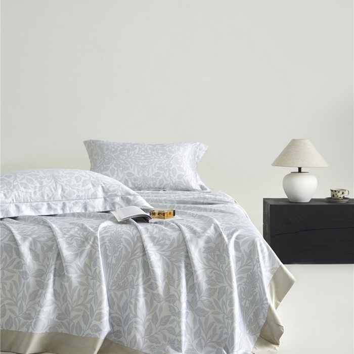 91家纺网 家纺一手货源 找家纺 沐白家居2025新款竹纤维+天丝软凉席三件套 幽香--浅灰