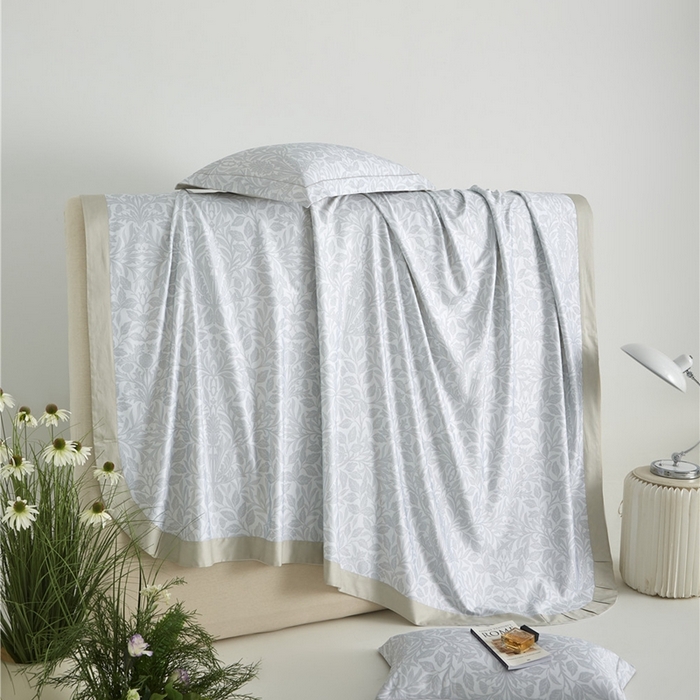 91家纺网 家纺一手货源 找家纺 沐白家居2025新款竹纤维+天丝软凉席三件套 幽香--浅灰