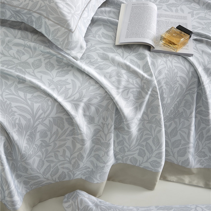 91家纺网 家纺一手货源 找家纺 沐白家居2025新款竹纤维+天丝软凉席三件套 幽香--浅灰