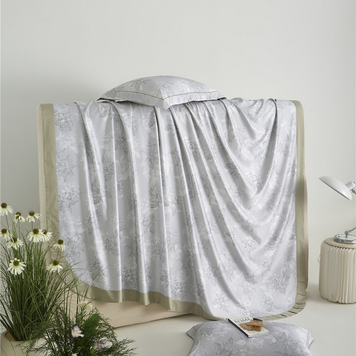 91家纺网 家纺一手货源 找家纺 沐白家居2025新款竹纤维+天丝软凉席三件套 织梦--奶绿