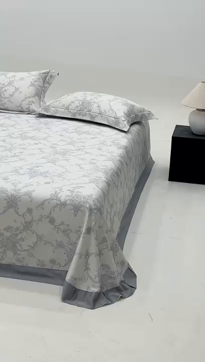 91家纺网 家纺一手货源 找家纺 沐白家居2025新款竹纤维+天丝软凉席三件套 芳华--灰