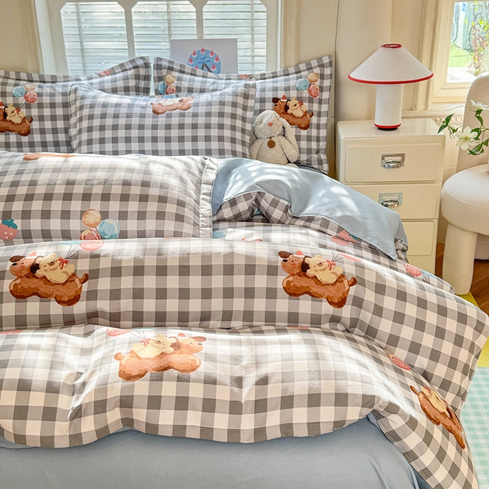 91家纺网 家纺一手货源 找家纺 （总）优逸家纺 2025新款植物羊绒小清新斜纹磨毛四件套