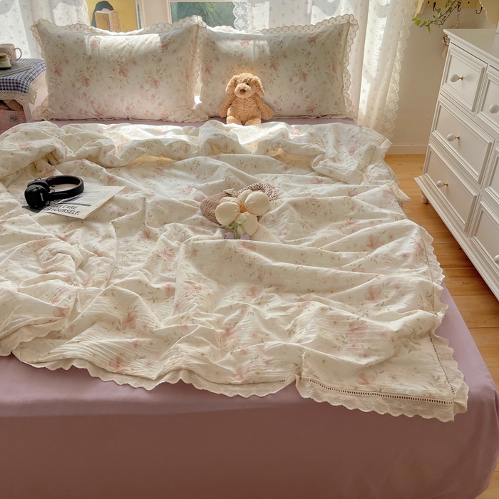 91家纺网 家纺一手货源 找家纺 爱彼家纺 2025夏季新款镂空水洗棉夏被 镂空夏被-露红烟紫