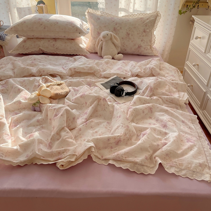 91家纺网 家纺一手货源 找家纺 爱彼家纺 2025夏季新款镂空水洗棉夏被 镂空夏被-春意