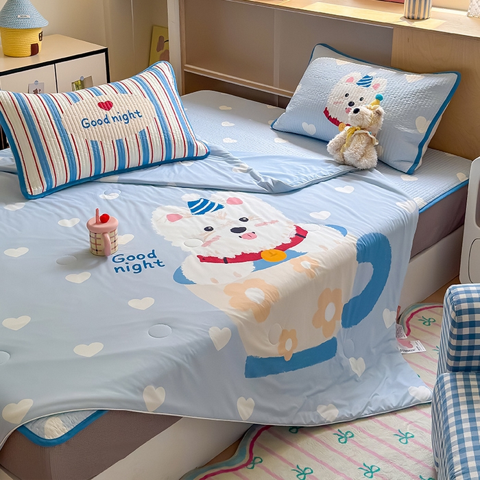 91家纺网 家纺一手货源 找家纺 （总）RYB红黄兰 2025新款A类INS原创大版卡通冰皮锦氨超凉感夏被夏凉被空调被