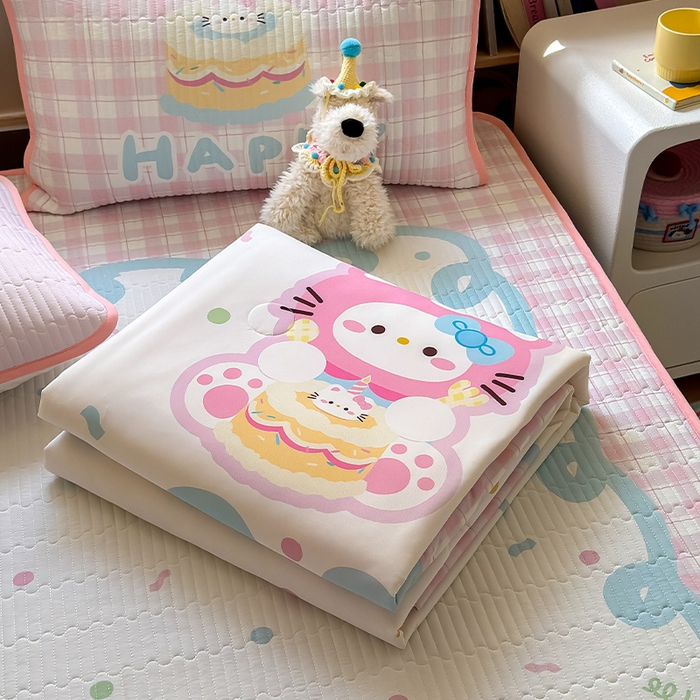 91家纺网 家纺一手货源 找家纺 RYB红黄兰 2025新款A类INS原创大版卡通冰皮锦氨超凉感夏被夏凉被空调被 蛋糕小奶猫夏被