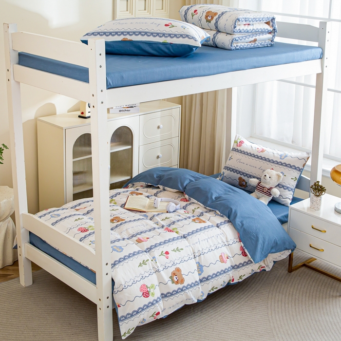 91家纺网 家纺一手货源 找家纺 （总）简冠家纺 2025新款全棉学生三件套宿舍三件套纯棉学生床垫被子被芯