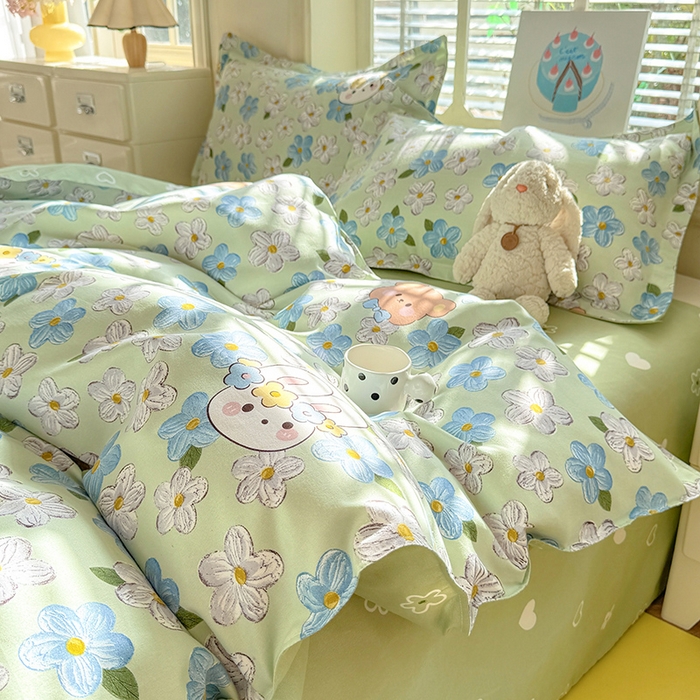 91家纺网 家纺一手货源 找家纺 优逸家纺 2025新款植物羊绒小清新斜纹磨毛四件套