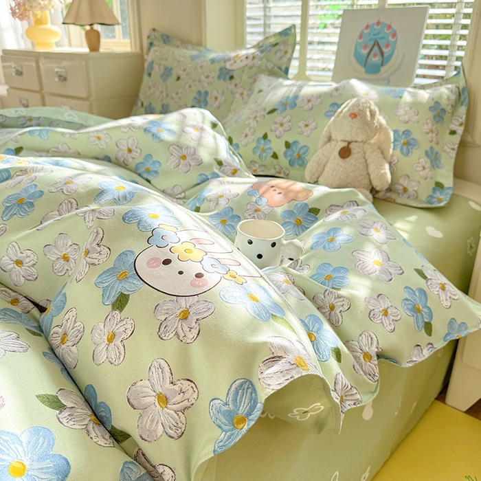 91家纺网 家纺一手货源 找家纺 优逸家纺 2025新款植物羊绒小清新斜纹磨毛四件套