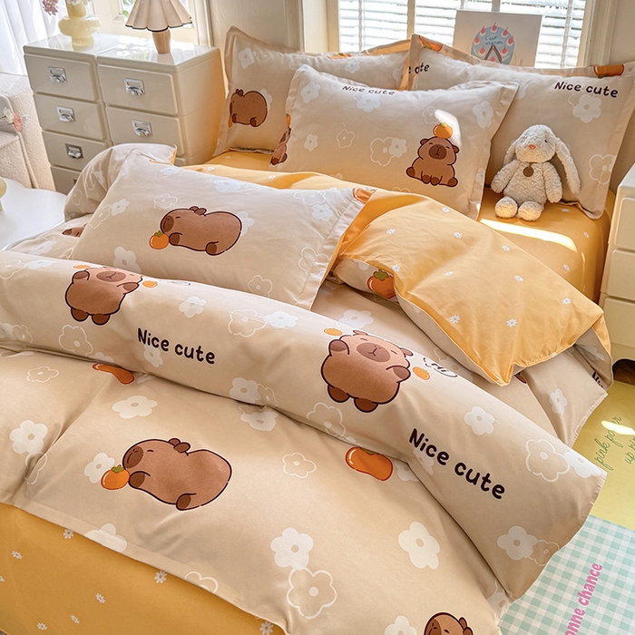 91家纺网 家纺一手货源 找家纺 优逸家纺 2025新款植物羊绒小清新斜纹磨毛四件套