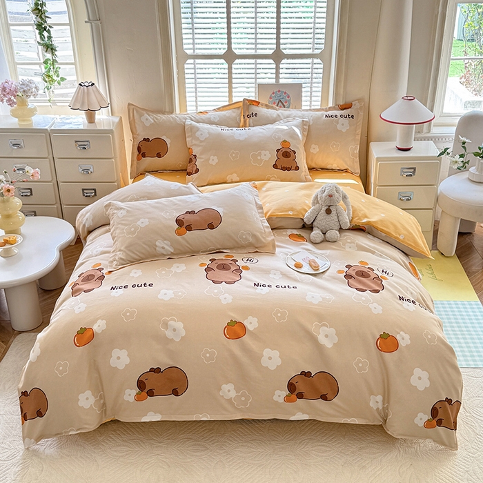 91家纺网 家纺一手货源 找家纺 优逸家纺 2025新款植物羊绒小清新斜纹磨毛四件套