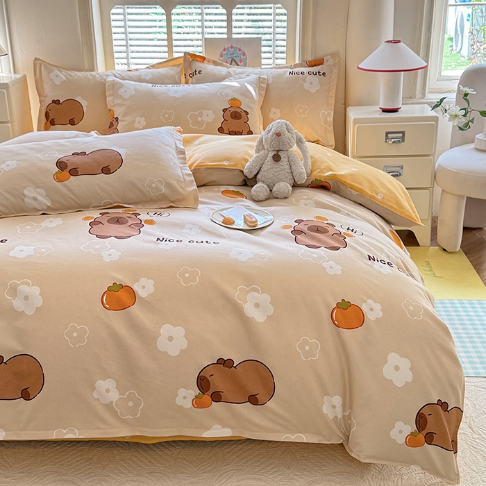 91家纺网 家纺一手货源 找家纺 优逸家纺 2025新款植物羊绒小清新斜纹磨毛四件套