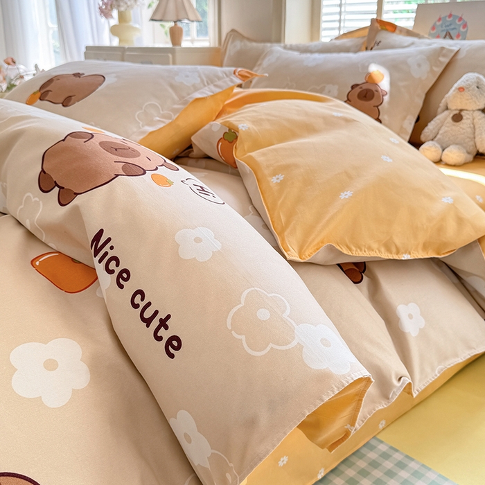 91家纺网 家纺一手货源 找家纺 优逸家纺 2025新款植物羊绒小清新斜纹磨毛四件套