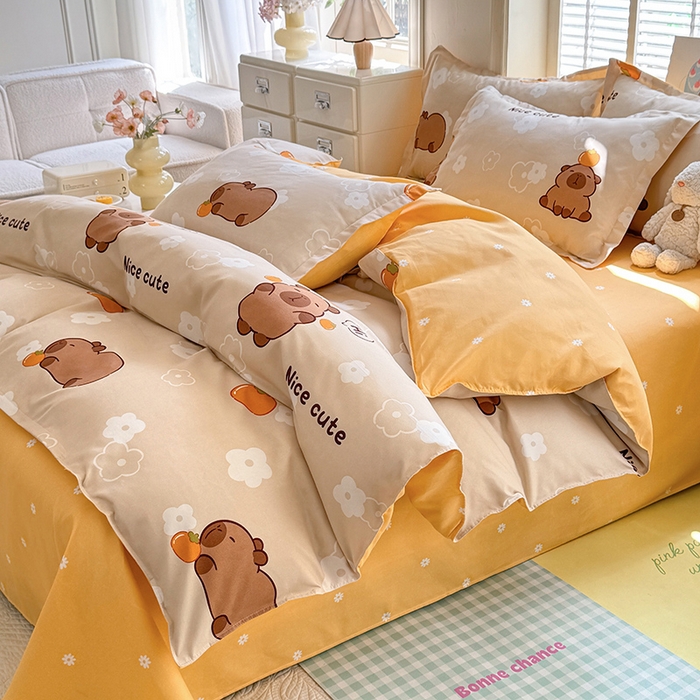 91家纺网 家纺一手货源 找家纺 优逸家纺 2025新款植物羊绒小清新斜纹磨毛四件套