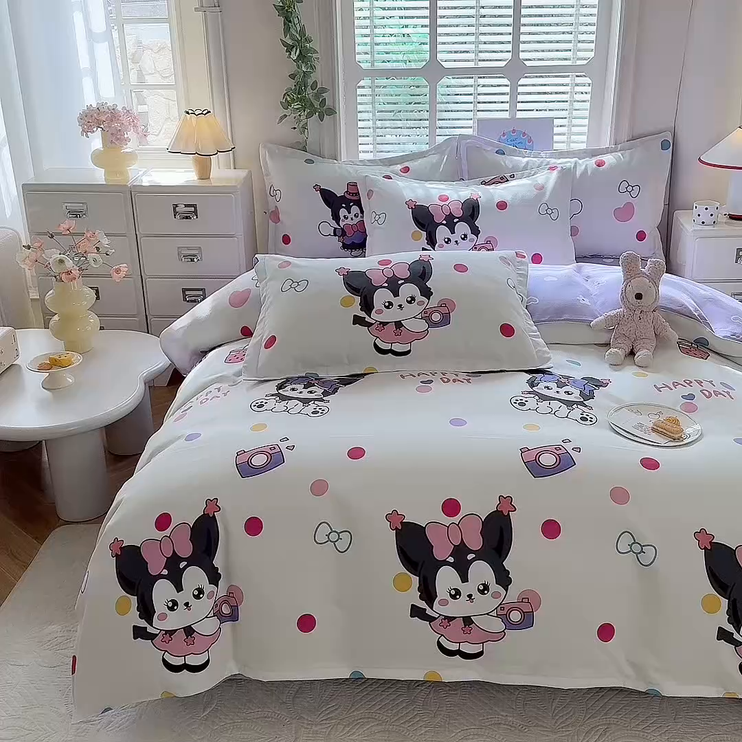 91家纺网 家纺一手货源 找家纺 优逸家纺 2025新款植物羊绒小清新斜纹磨毛四件套