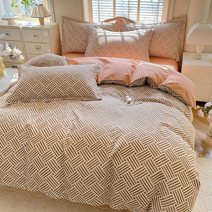 91家纺网 家纺一手货源 找家纺 优逸家纺 2025新款植物羊绒小清新斜纹磨毛四件套