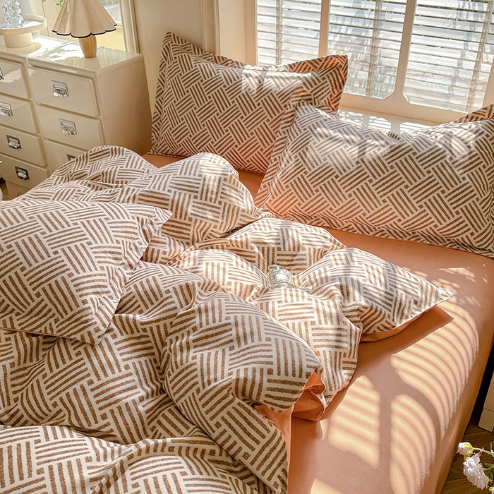 91家纺网 家纺一手货源 找家纺 优逸家纺 2025新款植物羊绒小清新斜纹磨毛四件套