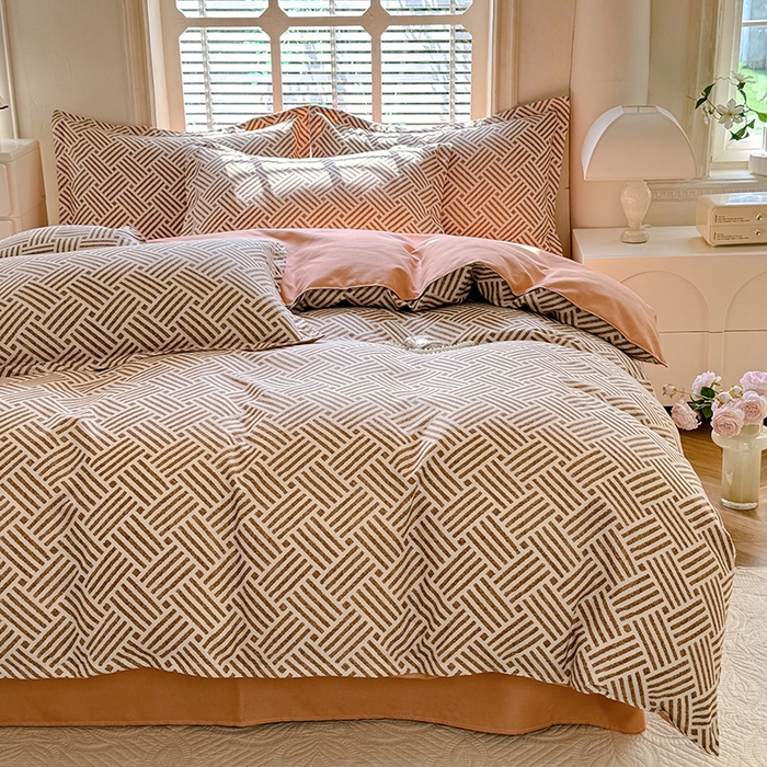 91家纺网 家纺一手货源 找家纺 优逸家纺 2025新款植物羊绒小清新斜纹磨毛四件套