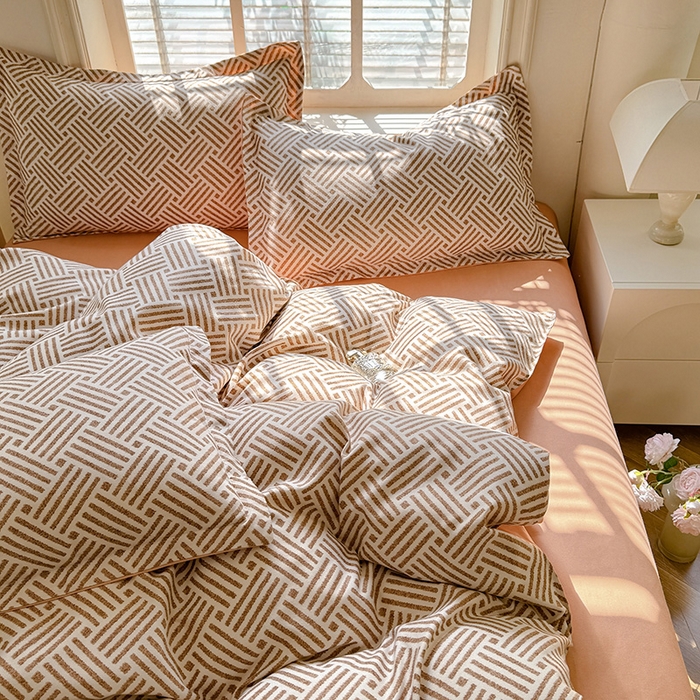 91家纺网 家纺一手货源 找家纺 优逸家纺 2025新款植物羊绒小清新斜纹磨毛四件套