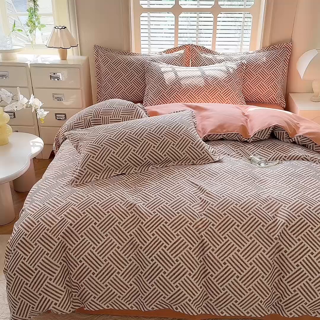 91家纺网 家纺一手货源 找家纺 优逸家纺 2025新款植物羊绒小清新斜纹磨毛四件套